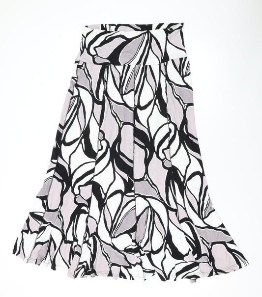 Additional front view of Oscar B women’s grey geometric viscose swing skirt, size UK 12