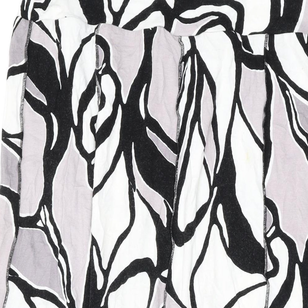 Brand and care label for Oscar B women’s grey geometric viscose swing skirt, size UK 12