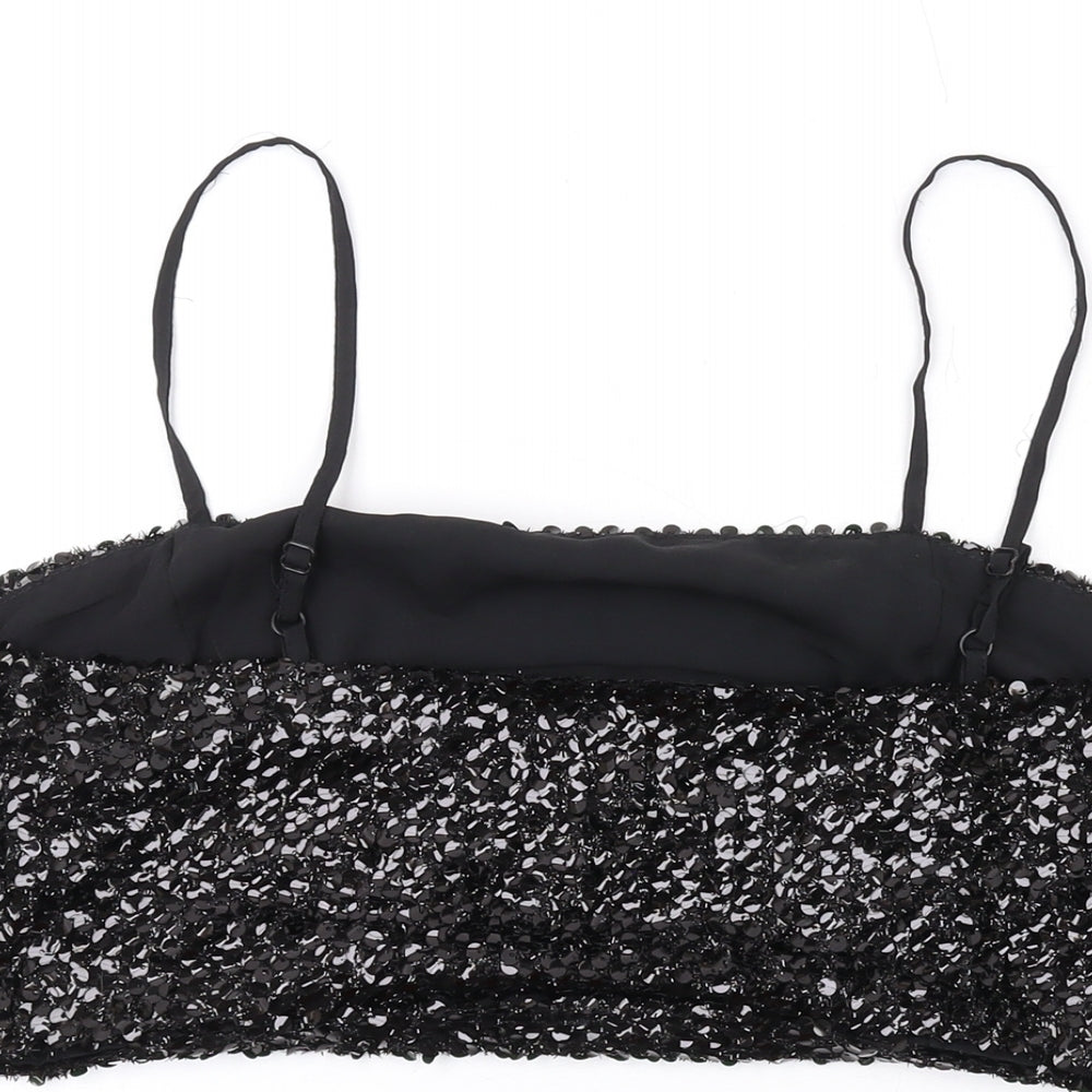 Womens UK Size 10 Nasty Gal Black Cropped Tank