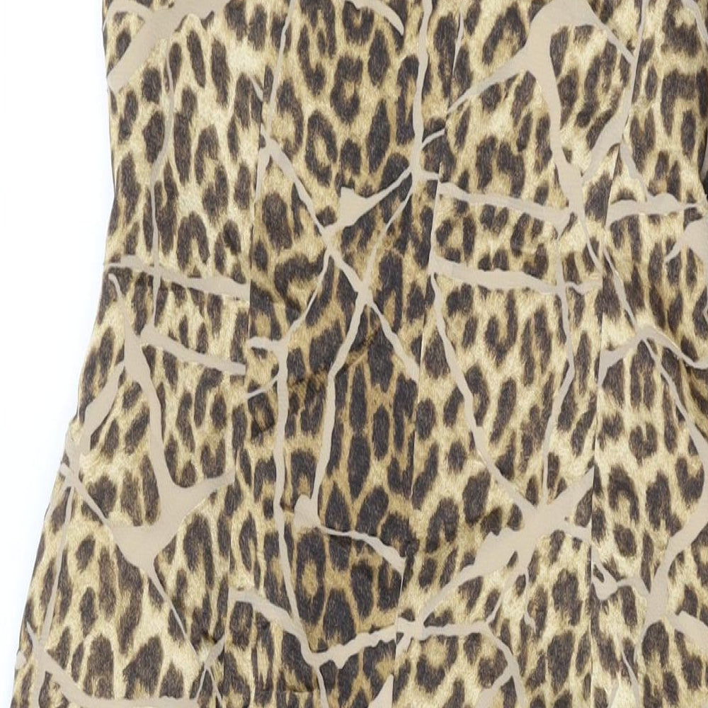 dusk Womens Brown Animal Print Polyester A-Line Size 12 Scoop Neck Zip