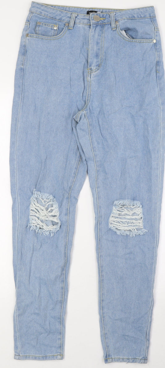 Womens UK Size 8 Boohoo Regular Fit Straight Blue Jeans