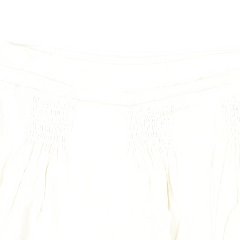 Autograph Womens White Linen A-Line Skirt Size 16 Zip