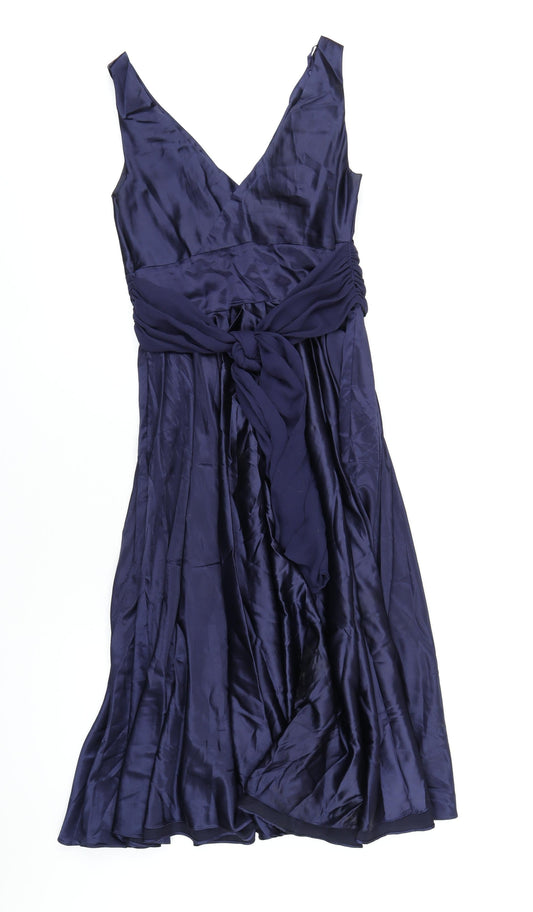 New Look Womens Blue Polyester A-Line Size 10 V-Neck Zip