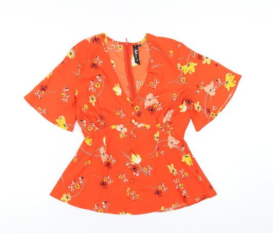 Womens UK Size 8 Influence Orange Basic T-Shirt