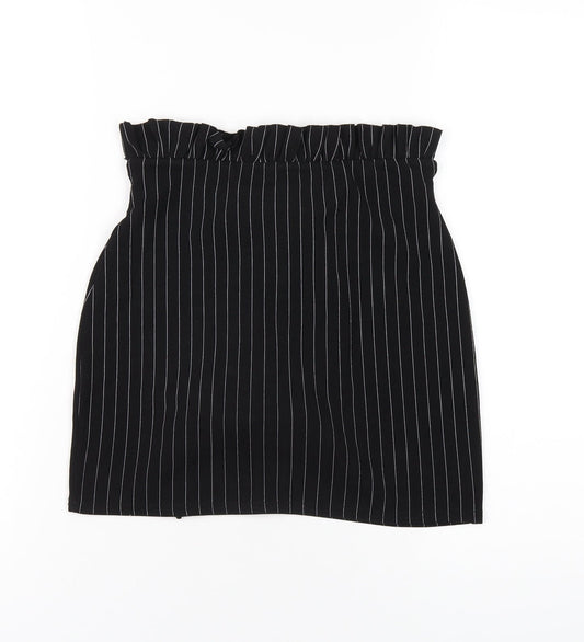 I SAW IT FIRST Womens Black Striped Polyester Mini Skirt Size 8