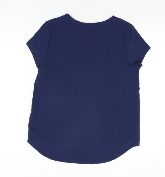 Womens UK Size 8 Fever Blue Basic T-Shirt