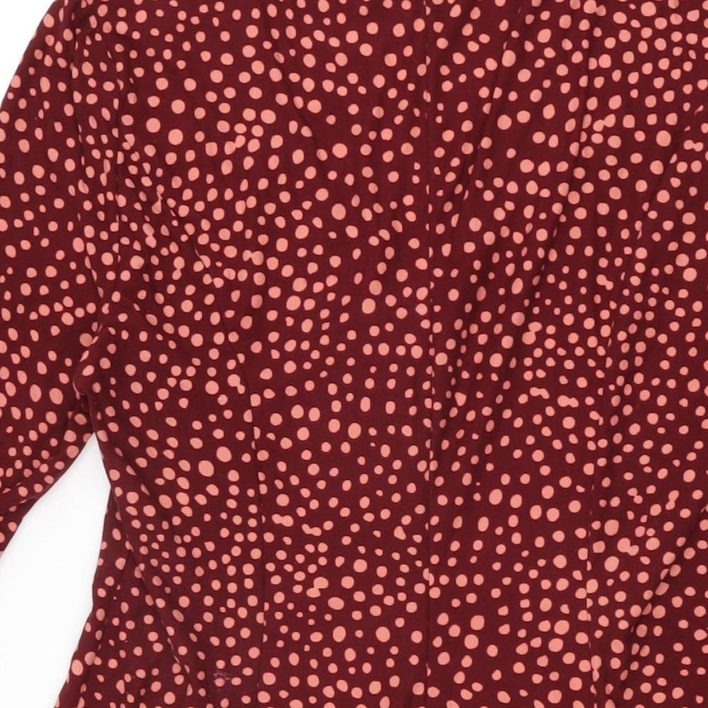 QED London Womens Red Polka Dot Polyester Skater Dress Size 12 V-Neck Pullover