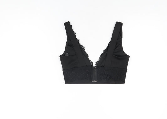 Womens UK Size 10 Topshop Black Cropped T-Shirt