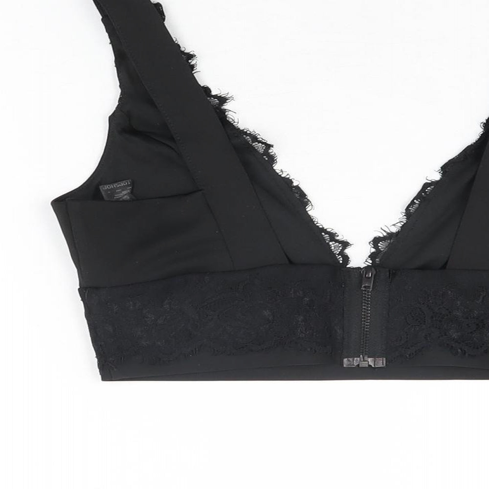 Womens UK Size 10 Topshop Black Cropped T-Shirt