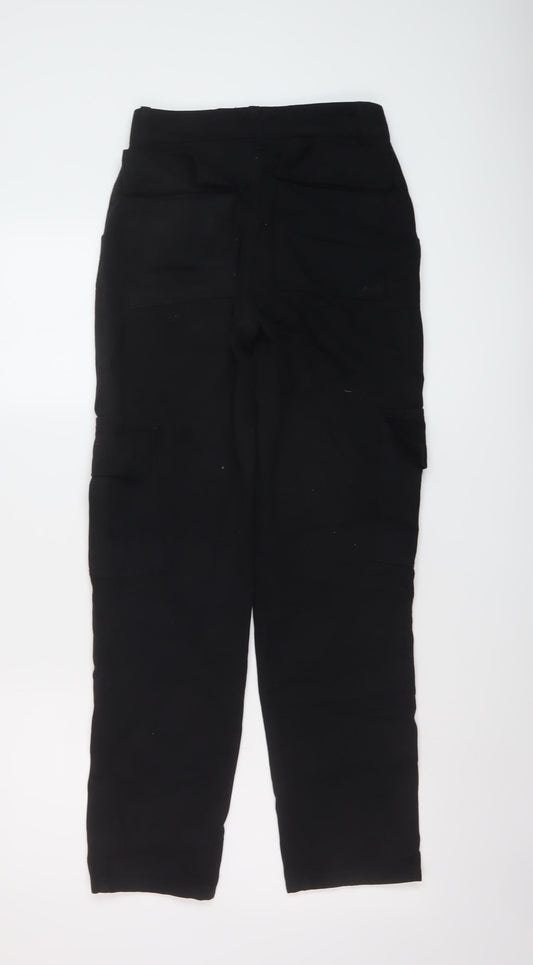 Womens UK Size 4 Boohoo Regular Fit Cargo Black Trousers
