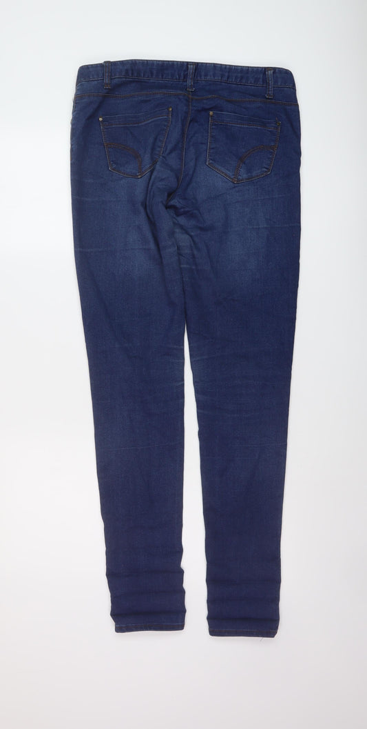 Denim & Co. Womens Blue Cotton Skinny Jeans Size 12 L32 in Regular Button
