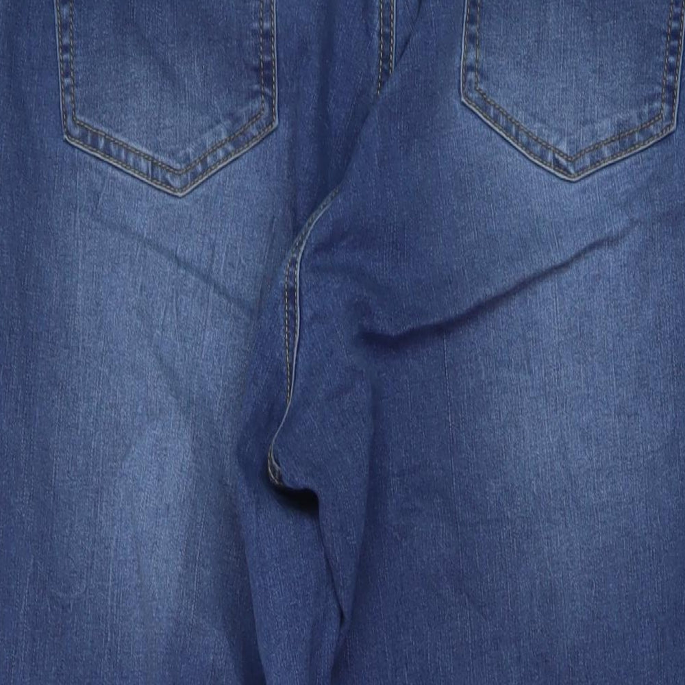 Evans Womens Blue Cotton Straight Jeans Size 42 in L31 in Regular Button