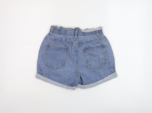 Nasty Gal Womens Blue Cotton Paperbag Shorts Size 6 L3 in Regular Button