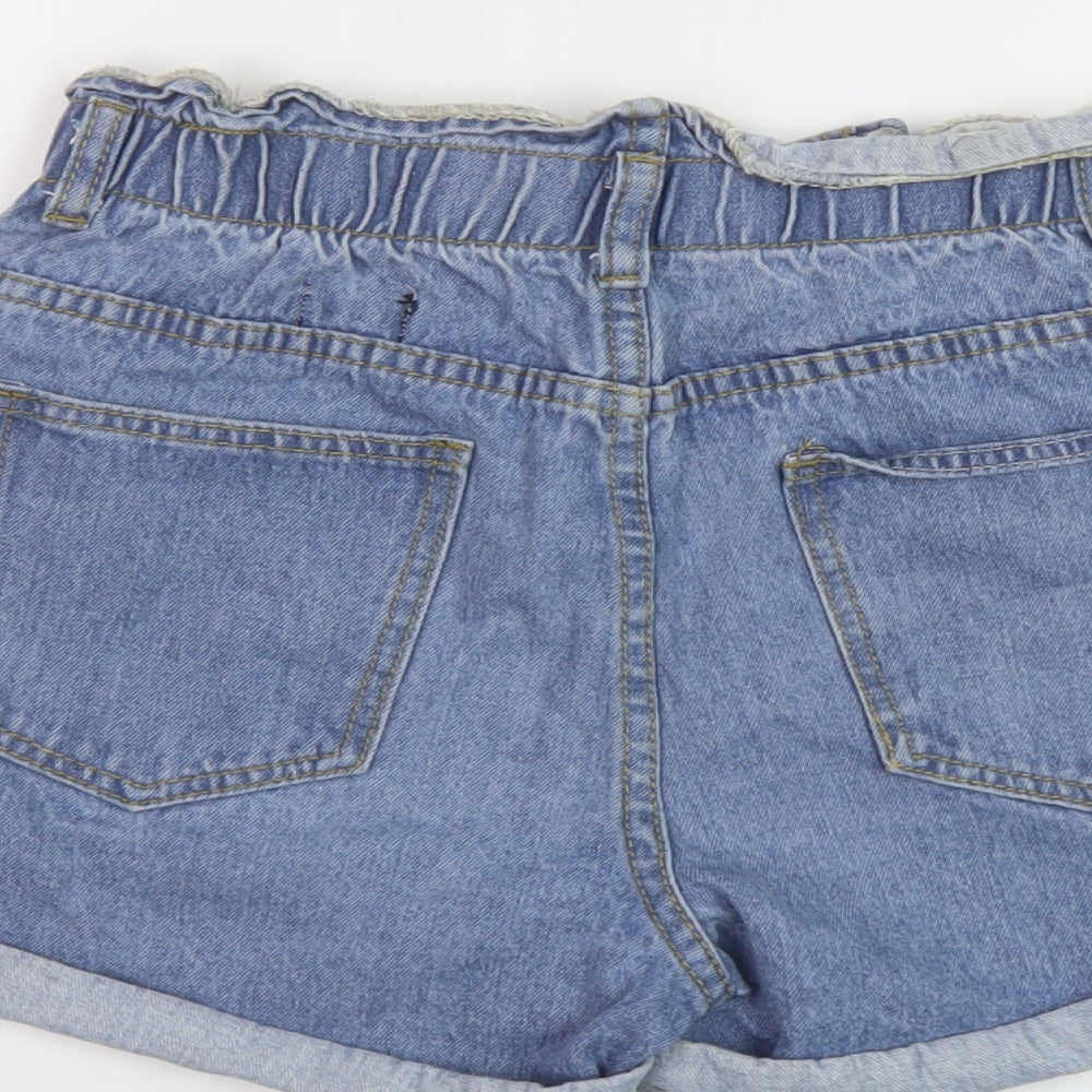 Nasty Gal Womens Blue Cotton Paperbag Shorts Size 6 L3 in Regular Button