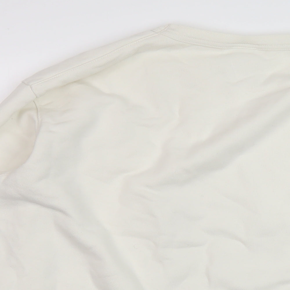 Zara Mens Ivory Cotton Pullover Sweatshirt Size L