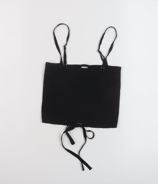 Bershka Womens Black Polyamide Cropped Tank Size M Square Neck