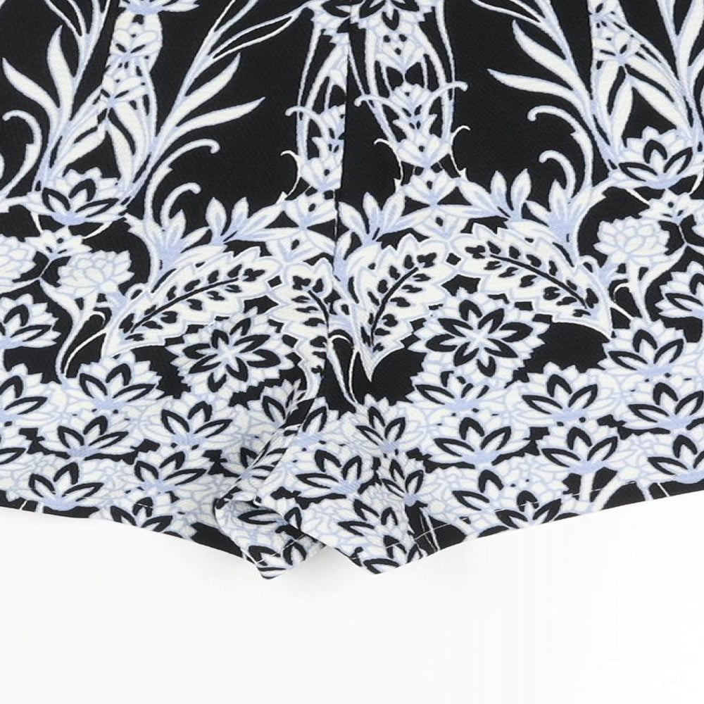 Missguided Womens Black Geometric Polyester Basic Shorts Size 8 Regular Zip