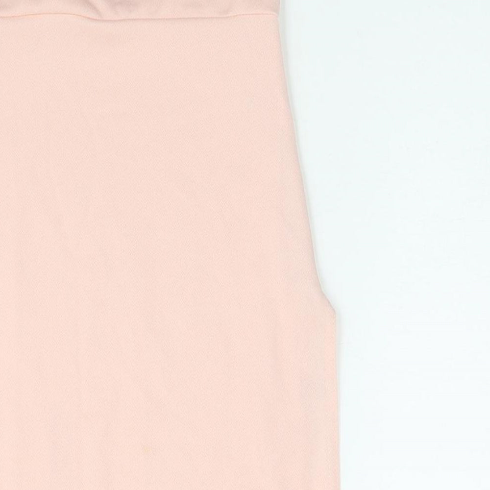 PRETTYLITTLETHING Womens Pink Polyester Mini Size 4 Square Neck Pullover - Side Slit