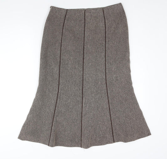 CC Womens Brown Polyester Trumpet Skirt Size 12 Zip - Piping Detail
