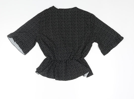 Womens UK Size 10 Boohoo Black Basic Blouse