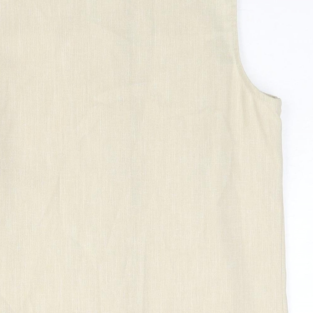 Berkertex Womens Beige Polyester Camisole Blouse Size 14 Round Neck - Embroidered Detail