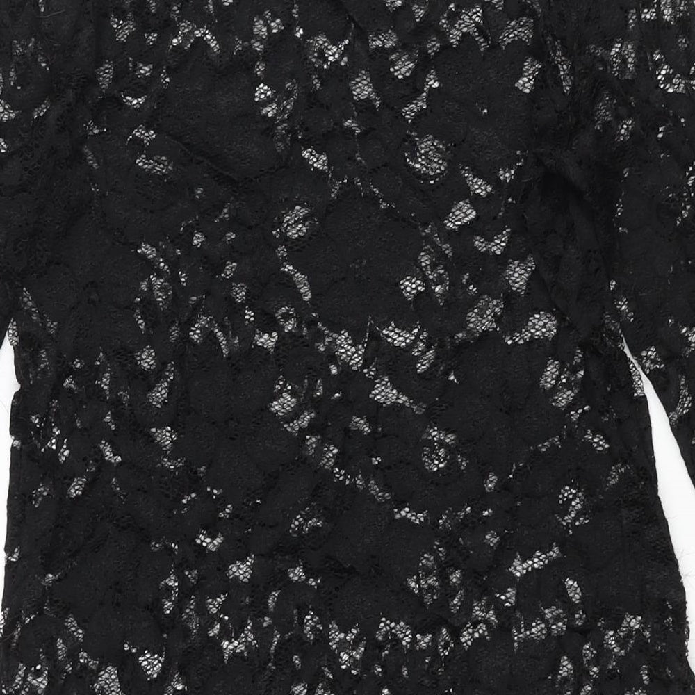 ASOS Womens Black Polyester Mini Size 14 Round Neck Pullover - Semi Sheer