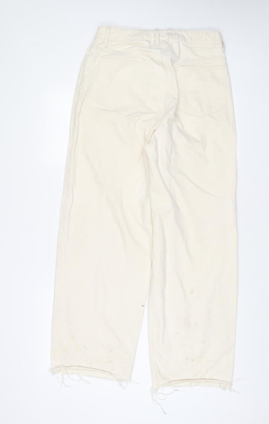 COLLUSION Womens Beige Cotton Wide-Leg Jeans Size 28 in L32 in Regular Zip