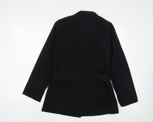 Authentic Womens Black Jacket Size 10 Button - Belted