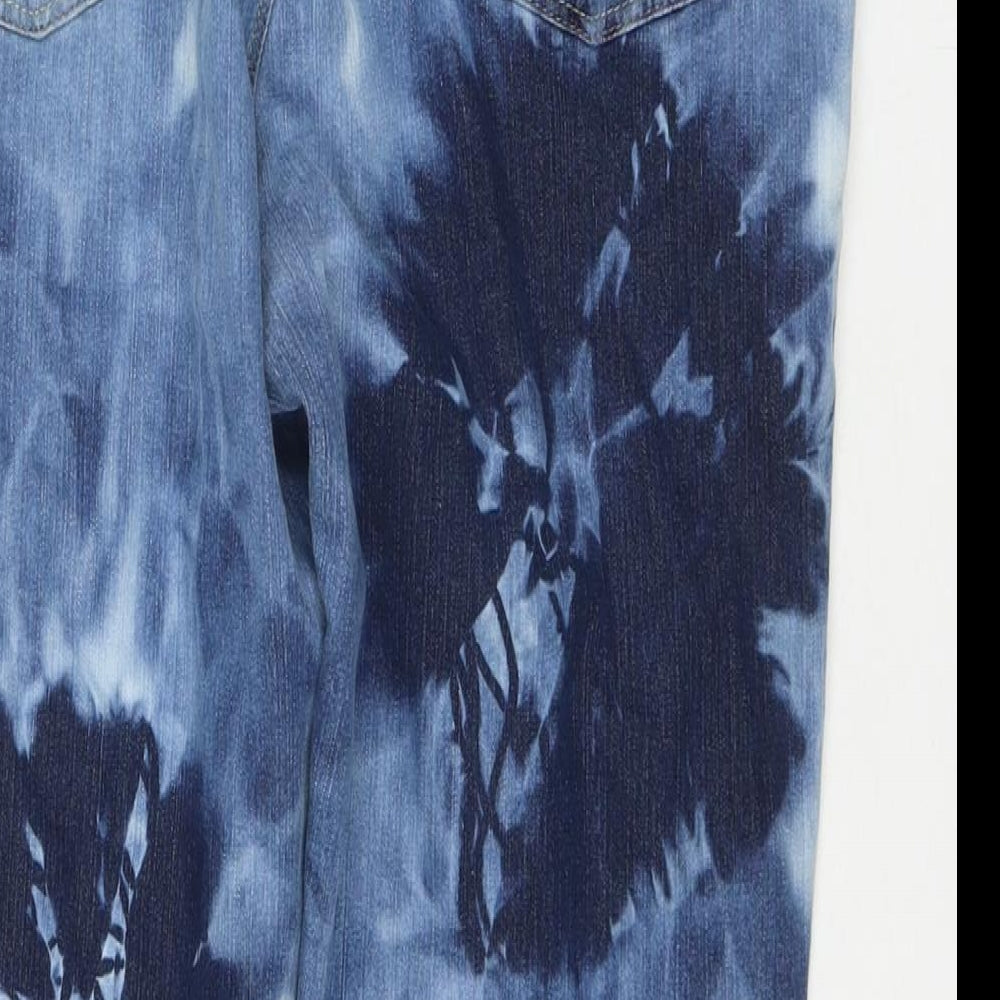 Per Una Womens Blue Polyester Blend Capri Jeans Size 32 in L21 in Regular Zip - Tie-dye