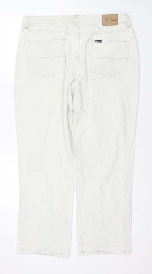 Western Trading Mens Ivory Cotton Straight Jeans Size 40 in L29 in Regular Zip