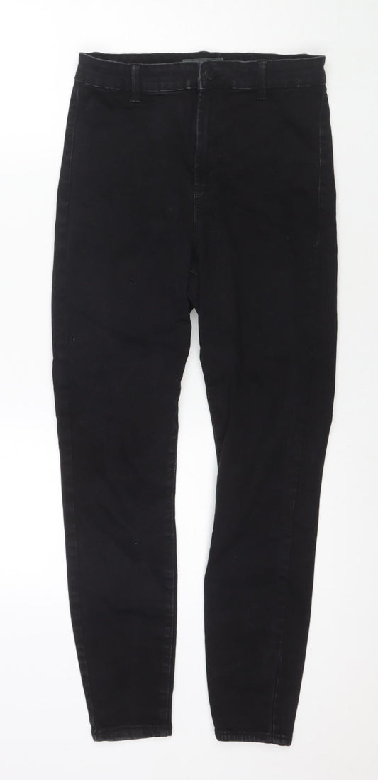 Additional front view of Denim & Co. women’s black cotton skinny jeans, size UK 14, 25-inch leg regular zip
