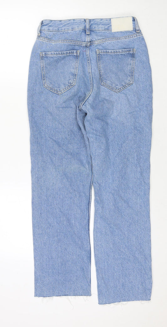 Zara Womens Blue Polyester Blend Straight Jeans Size 6 L27 in Regular Zip