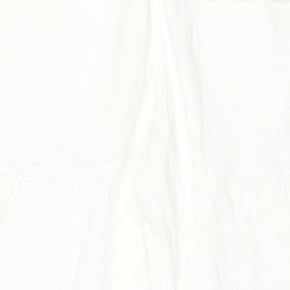 Zara Womens White Cotton Cropped Jeans Size 12 L21 in Regular Zip - Cargo Style