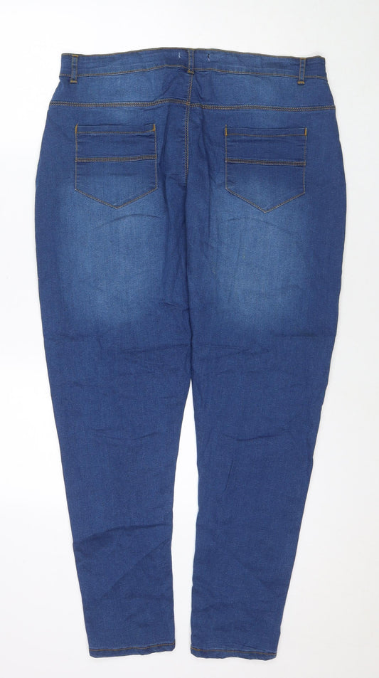 Boohoo Womens Blue Polyester Blend Straight Jeans Size 36 in L28 in Regular Zip