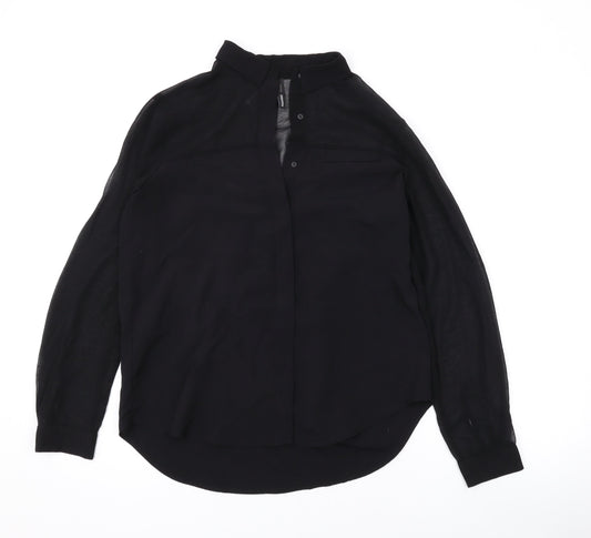 Womens UK Size XS Mango Black Basic Button-Up
