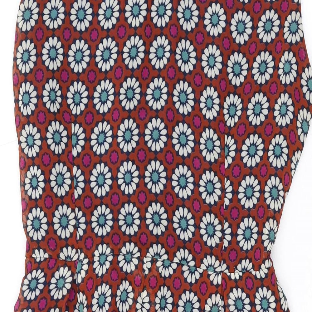 Tenki Womens Multicoloured Geometric Polyester A-Line Size 8 Round Neck Zip