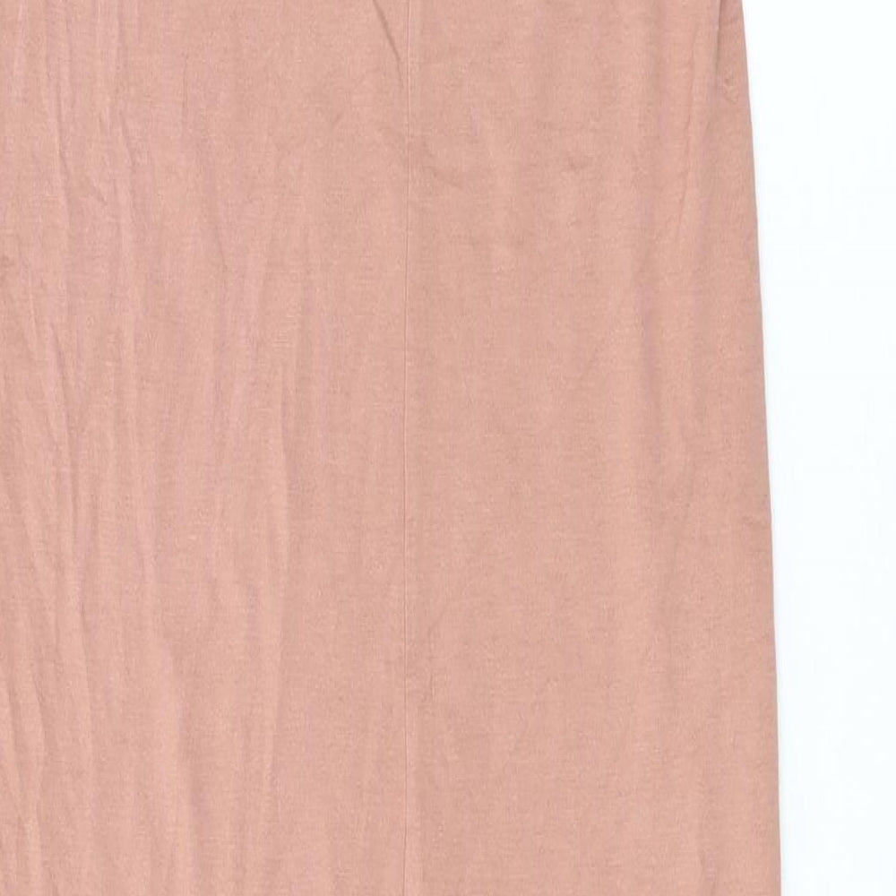 Boohoo Womens Pink Viscose Bodycon Size 8 Scoop Neck Pullover