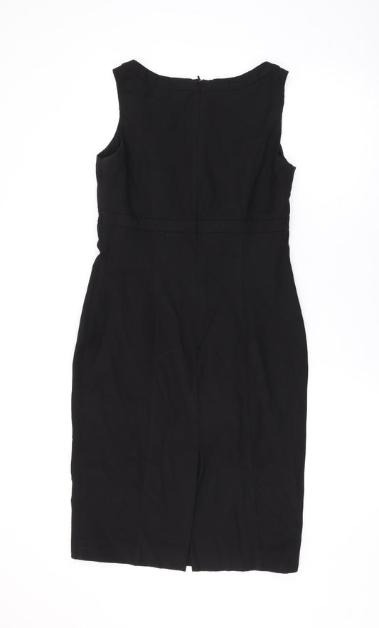 Oasis Womens Black Polyester Pencil Dress Size 12 Round Neck Zip