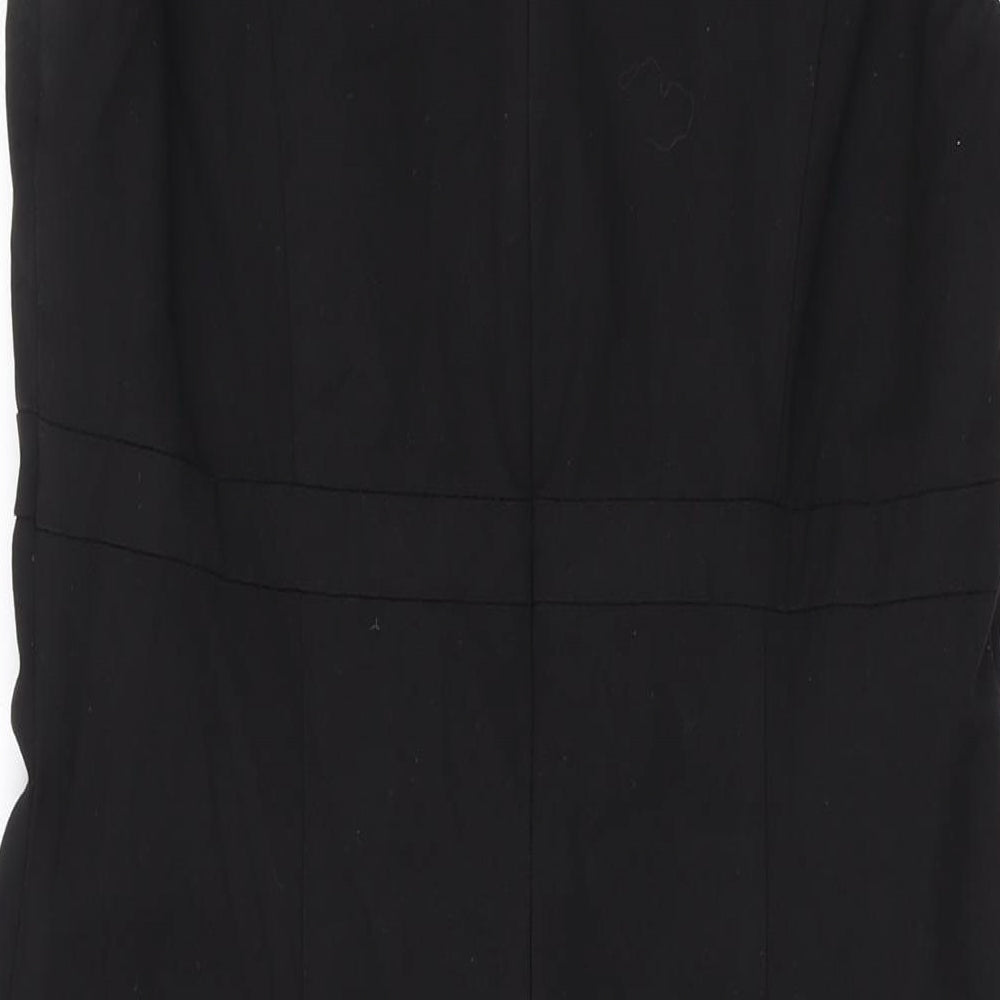 Oasis Womens Black Polyester Pencil Dress Size 12 Round Neck Zip