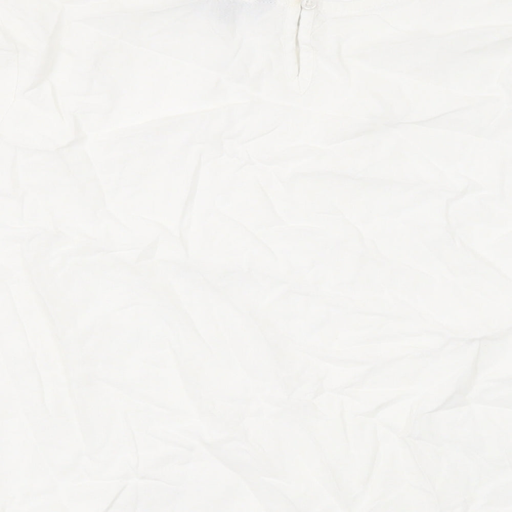 Bonmarché Womens White Polyester Basic T-Shirt Size 14 Roll Neck