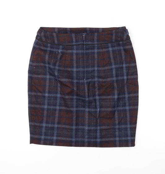 ORSAY Womens Blue Plaid Polyester Mini Skirt Size 8 Zip