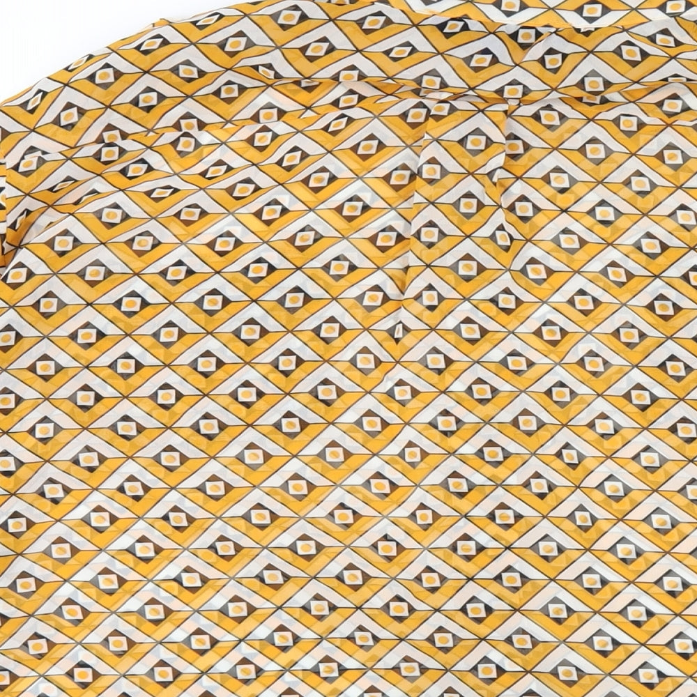 Womens UK Size 10 NEXT Yellow Basic Button-Up