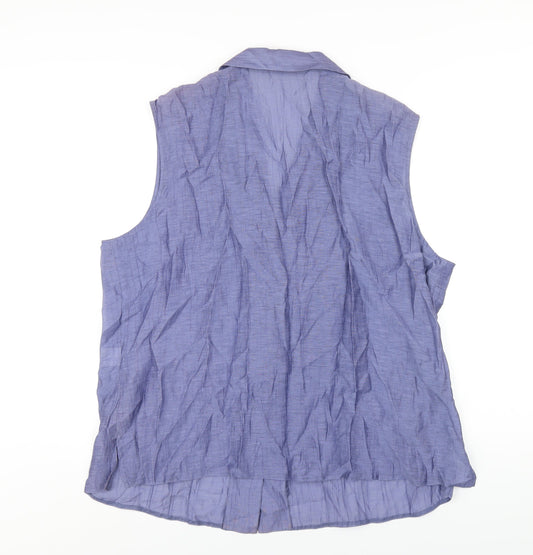 Eugen Klein Womens Blue Viscose Basic Button-Up Size 22 Collared