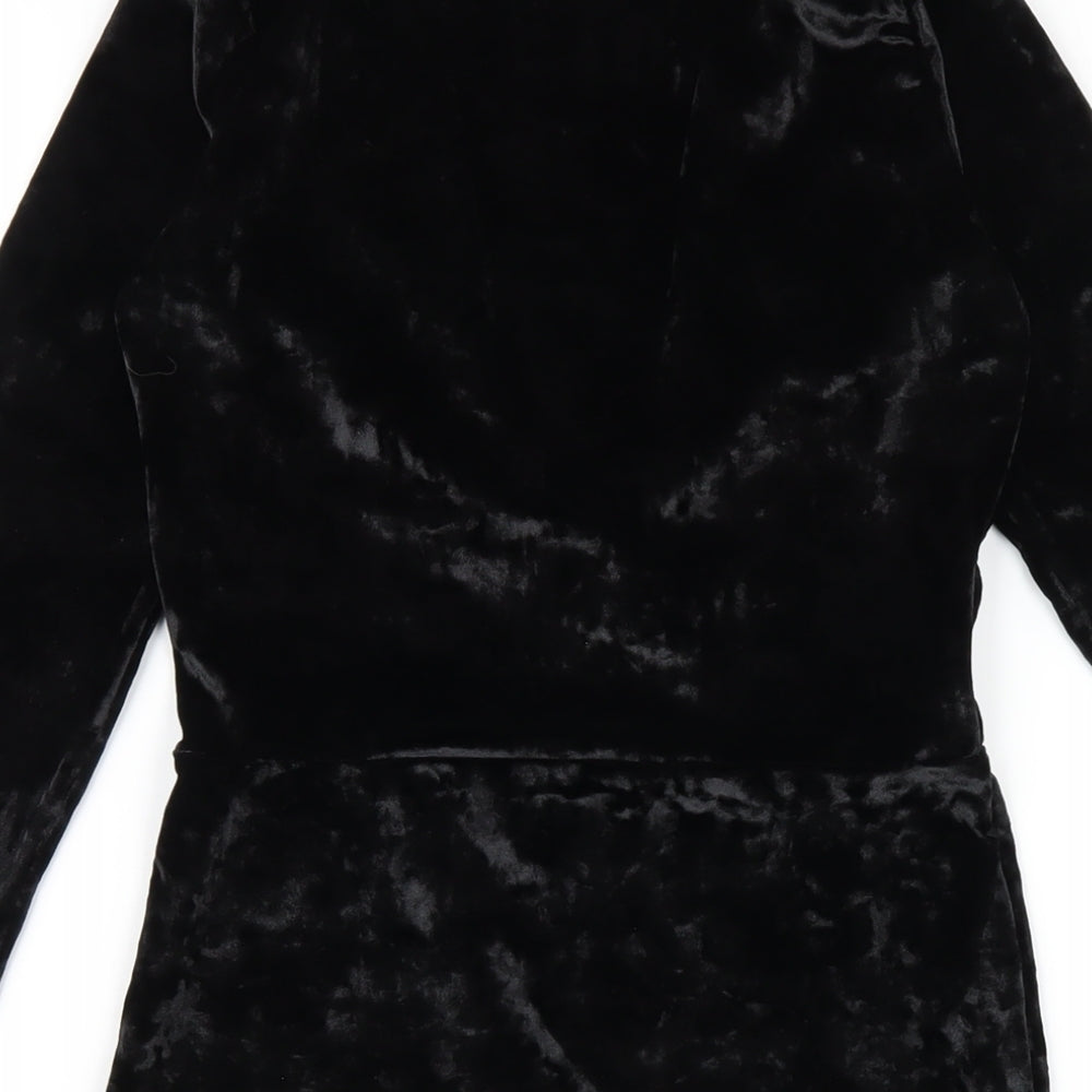 PRETTYLITTLETHING Womens Black Polyester Bodycon Size 8 V-Neck Pullover