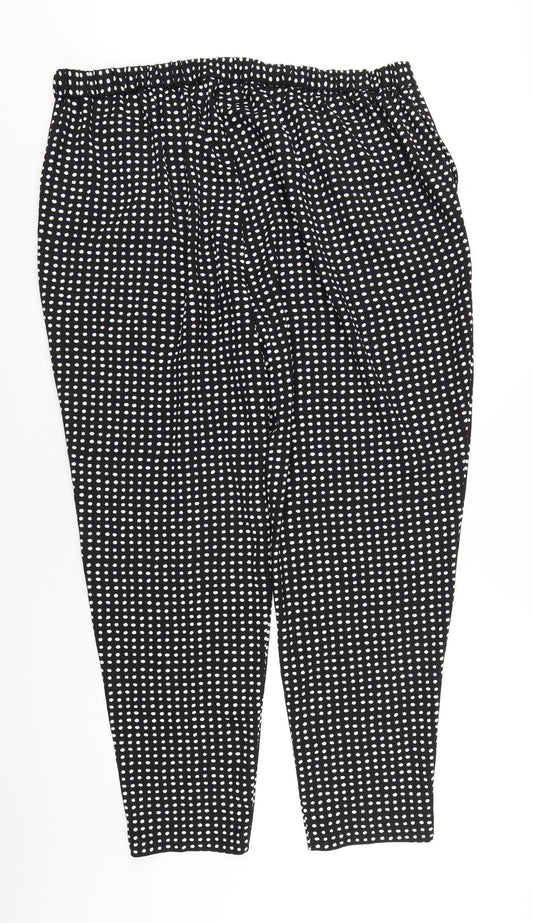 Classic Womens Black Polka Dot Polyester Trousers Size 22 L32 in Regular