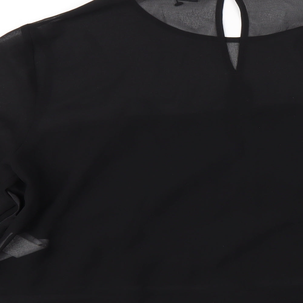 Womens UK Size XS Zara Black Basic T-Shirt
