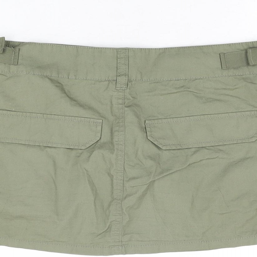 H&M Womens Green Cotton Mini Skirt Size S Zip