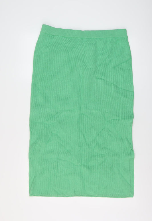 Marks and Spencer Womens Green Viscose A-Line Skirt Size L