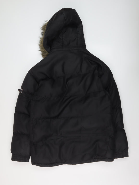 Active Mens Black Puffer Jacket Jacket Size S Zip