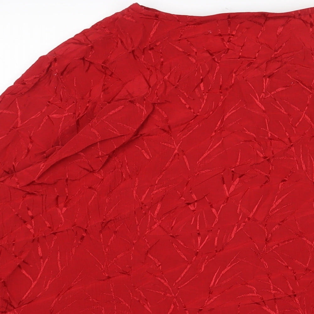 Berkertex Womens Red Geometric Polyester Basic Button-Up Size 18 Round Neck